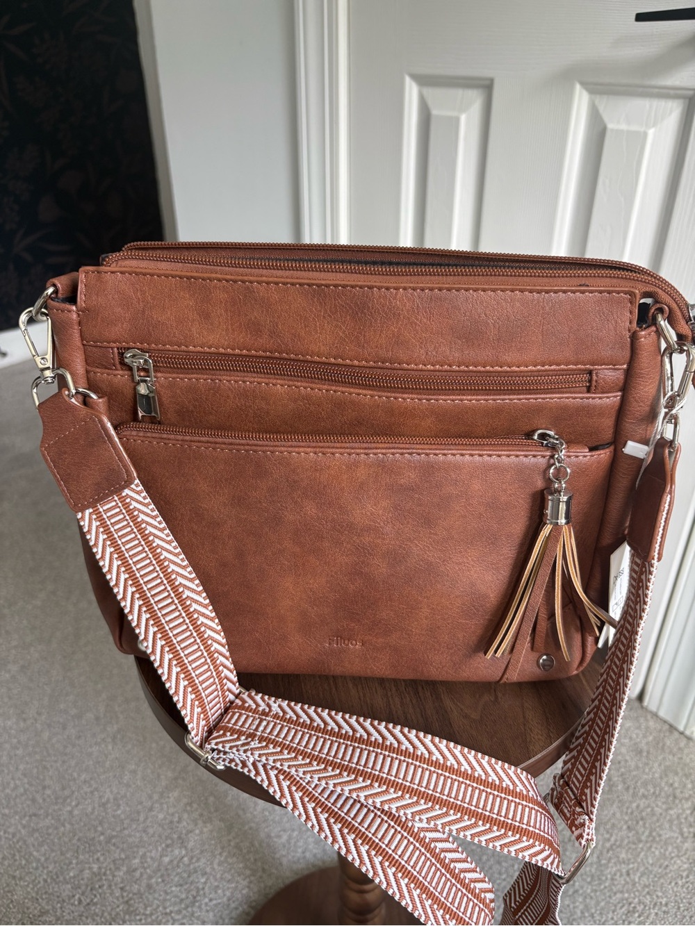 Women’s Tan Crossbody Shoulder Bag with Tassel